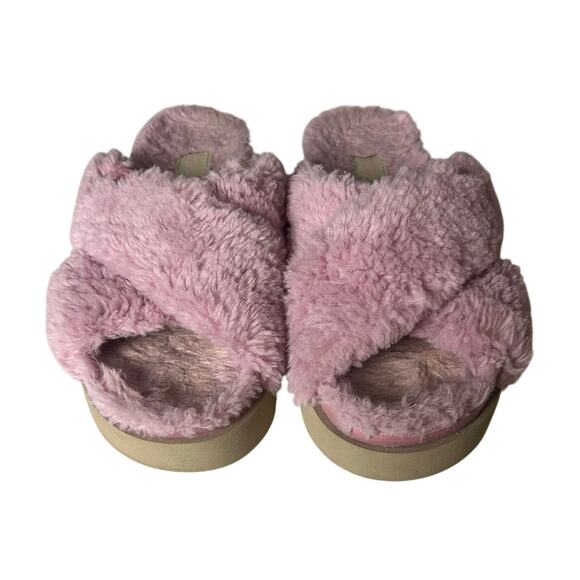 UGG Fuzz Sugar cross strap slide platform sandals in shell size 7 - Picture 4 of 14